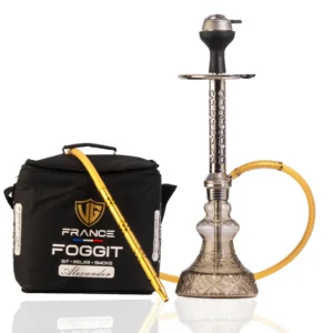 alexander hookah with bag – transparent base / silver stem