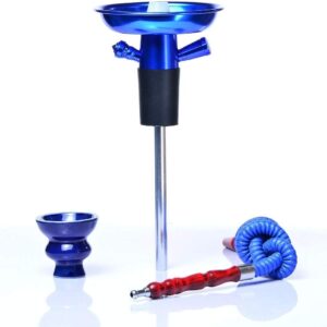 Portable Bottle Hookah Stem, Hookah Shisha SetKit, Ceramic Shisha Bowl, Hookah Hose, Stem, Suitable for Glass Bottles, Wine, Champagne,Blue
